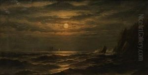 Rocky Coast In The Moonlight by Jonathan Bradley Morse