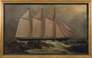 The Three-masted Schooner "c.h. Foster" by Jonathan Bradley Morse