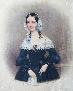 A Portrait Miniature Of Jane Butt, Who Married To William Westall And Went To Australia, Standing, Half Length