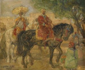 Ryttare I Orientaliskt Landskap by Anna Morstadt