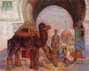 Les Chameaux Devant Kairouan by Anna Morstadt