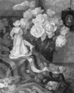 Stilleben Mit Rosenstraub Und Figurine by Therese Von Mor-Sunegg