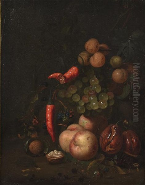 Grapes, Plums, Peaches And Walnuts - view 1