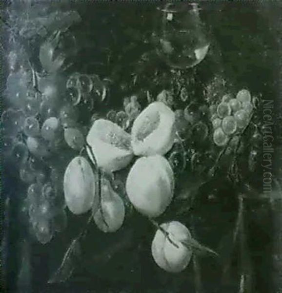 A Still Life Of Assorted Fruit And Nuts Including Grapes,   Peaches, Plums And Chestnuts Upon A Table... - view 1
