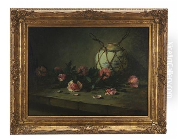 Still Life Of Roses And A Delftware Jug - view 1