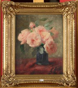 Vase De Roses by Frans Mortelmans