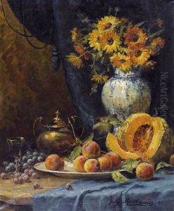 Nature Morte Aux Raisins, Peches Et Tournesols (1898)