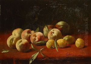 Stilleven Met Pruimen En Perziken by Frans Mortelmans