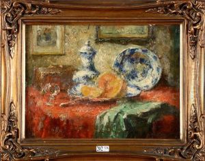 Nature Morte A L'orange Et Aux Faiences Bleues