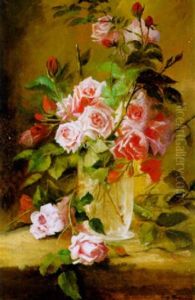 Rote Rosen In Vase by Frans Mortelmans