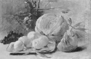 Still Life With Peaches, Grapes And Melon by Frans Mortelmans