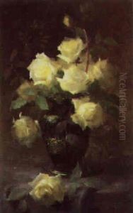 Yellow Roses In A Vase by Frans Mortelmans