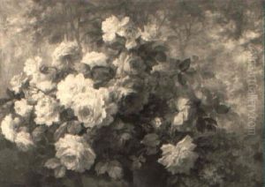 A Bunch Of Roses In A Wooded Landscape by Frans Mortelmans