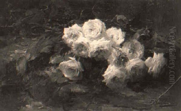 Pink Roses On A Mossy Bank - view 1