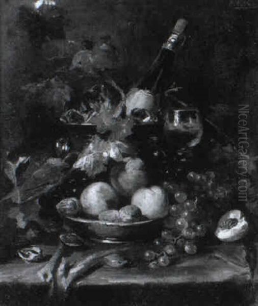 Stilleben Mit Obst Und Einer Weinflasche - view 1