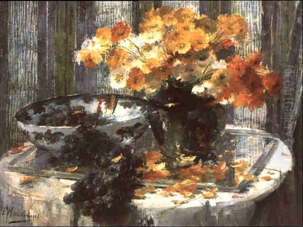 Stilleben Mit Blumen Und Weintrauben - view 1