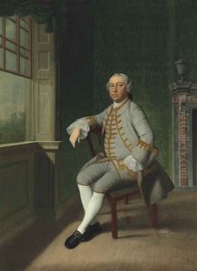 Portrait Of A Gentleman, Small Full-length, In A Grey Coat With A Brown Trim And Matching Waistcoat