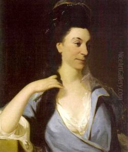 A Portrait Of A Lady Wearing A Blue Dress by John Hamilton Mortimer