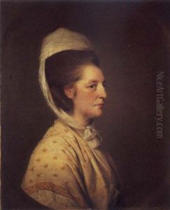 Portrait Of A Lady In A Cream Coloured Gold Embroidered Shawl And White Headdress