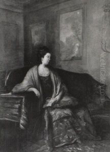 Portrait Of A Lady In Brown Dress by John Hamilton Mortimer