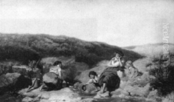 Children At Water Hole - view 1