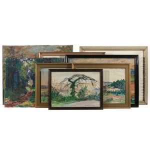 A Sunny Autumn Landscape; A Forest Interior (recto)portrait (verso) (2 Works) by Francis Morton-Johnson