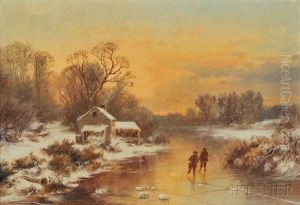 Skaters At Sunset, Medfield by Joseph Morviller