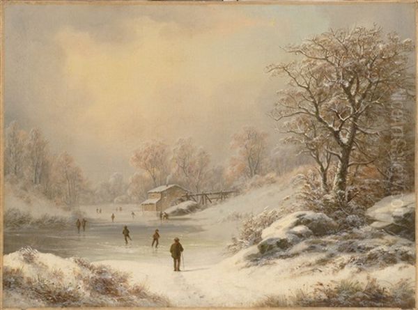 Figures Skating In A Snow-filled Landscape - view 1