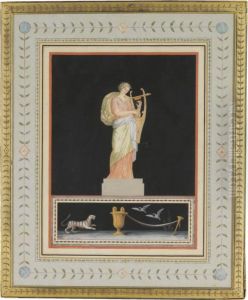 A Muse, With A Tiger And Birds Below, Inspired By The Antique by Tommaso Bigatti