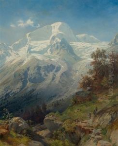 Walker In The Bernese Uplands by Adolf Mosengel