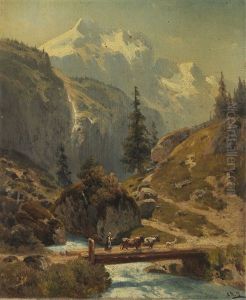 Gebirgsbach Im Hochgebirge by Adolf Mosengel