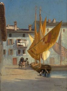 Fischerboote In Desenzano Am Gardasee by Adolf Mosengel