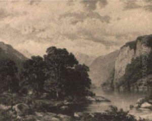 Gebirgslandschaft Mit See by Adolf Mosengel