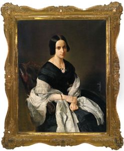 Bildnis Einer Dame Mit Rosen - Familie Kleinoschegg by Ernst Moser