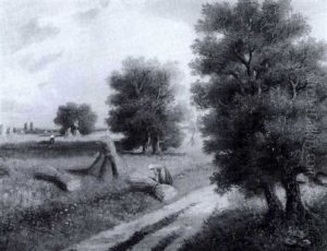 Getreideernte In Weiter Ebene by Hermann Moser