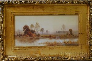 River And Misty Fields by James Henry Moser