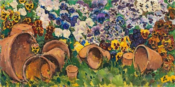 Pansies With Flower Pots - view 1