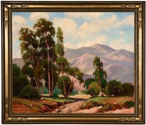 Eucalyptus Trees In A California Foothills Landscape by Walter Farrington Moses