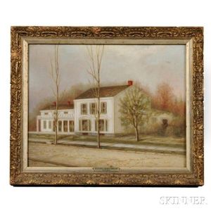 Portrait Of A White Greek Revival House by Gustave Henry Mosler