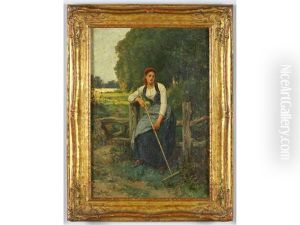 Girl In Landscape by Gustave Henry Mosler