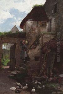 Idyll Auf Dem Bauernhof by Gustave Henry Mosler