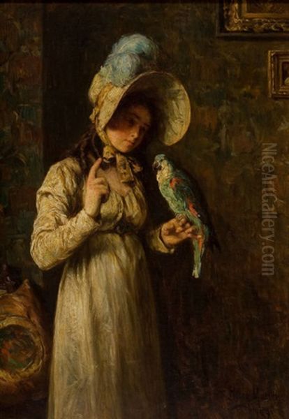 Girl With Parrot - view 1