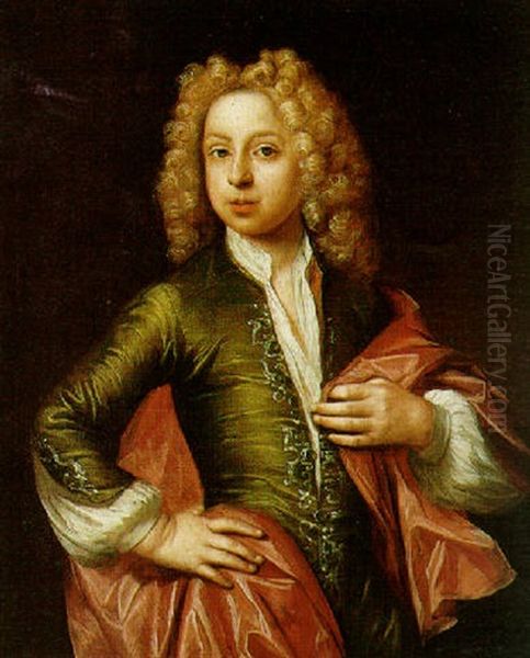 A Portrait Of A Gentleman Wearing A Green Coat And Red Robes - view 1