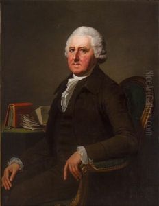 A Portrait Of A Gentleman, Half-length, Seated At A Desk And A Portrait Of A Lady, Half-length, Wearing A Green Satin Gown (pair)