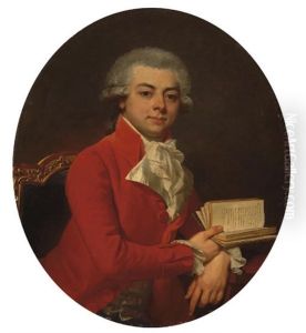 Portrait D'homme En Buste, Portant Une Redingote Rouge by Jean Laurent Mosnier