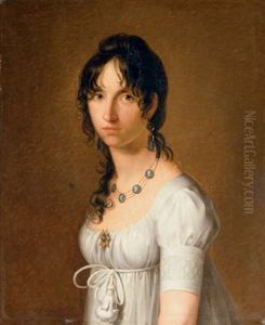 Portrait Of The Honorable Mrs. Pelham, In A White Dress And Wearing Cameo Earings, A Necklace And Brooch