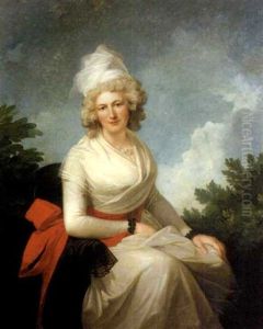 Portrait D'une Femme Assise, Portant Une Robe Et Un Fichu Blancs