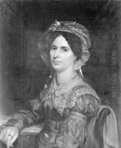 Portrait Of A Woman In A Lace-trimmed Green Dress by Alexander Mosses