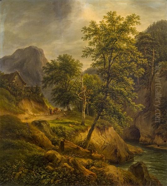 Shepherds With Their Flock In Mountain Landscape - view 1