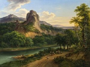 Flusslandschaft Mit Felsigem Ufer